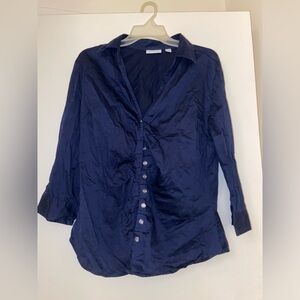 Navy Blue Women's Button-Up Top